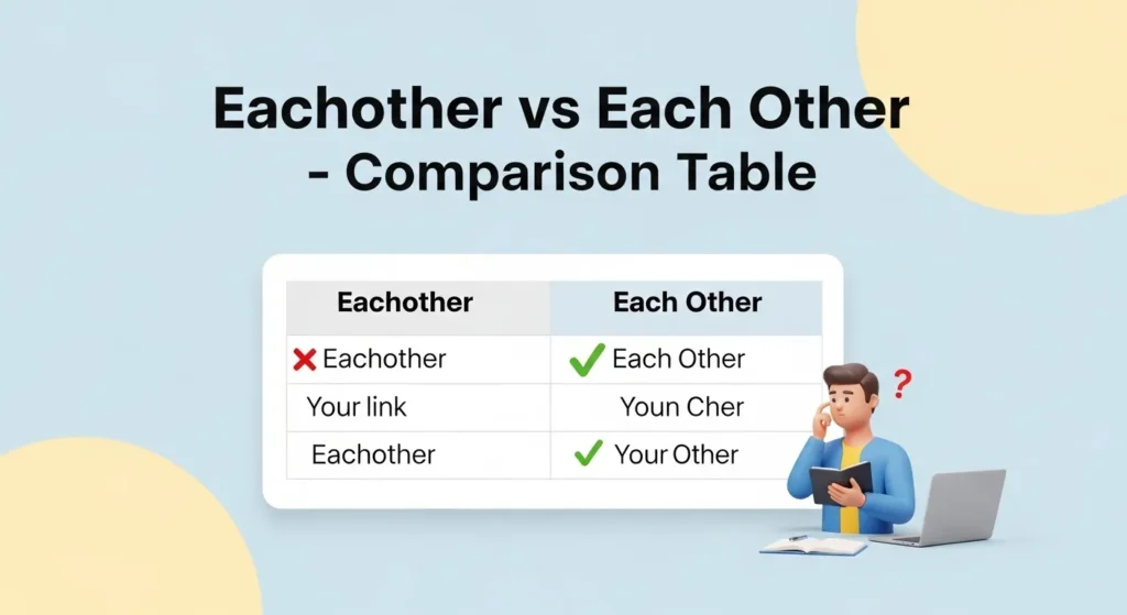 Comparison Table: Eachother vs Each Other