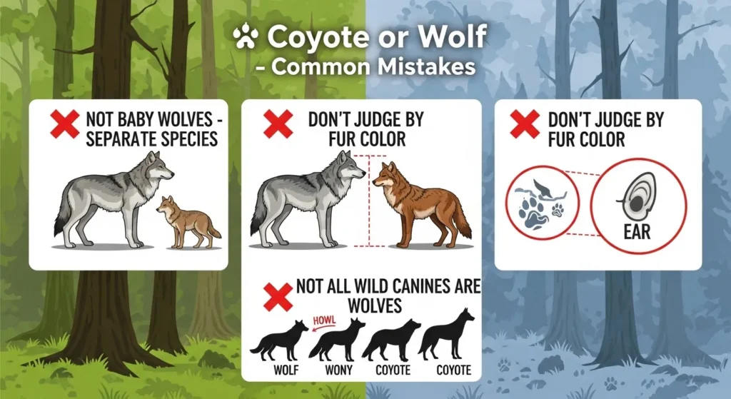 ❌ Coyote or Wolf – Common Mistakes