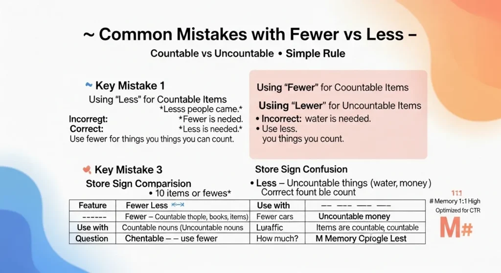 ⚠️ Common Mistakes with Fewer vs Less
