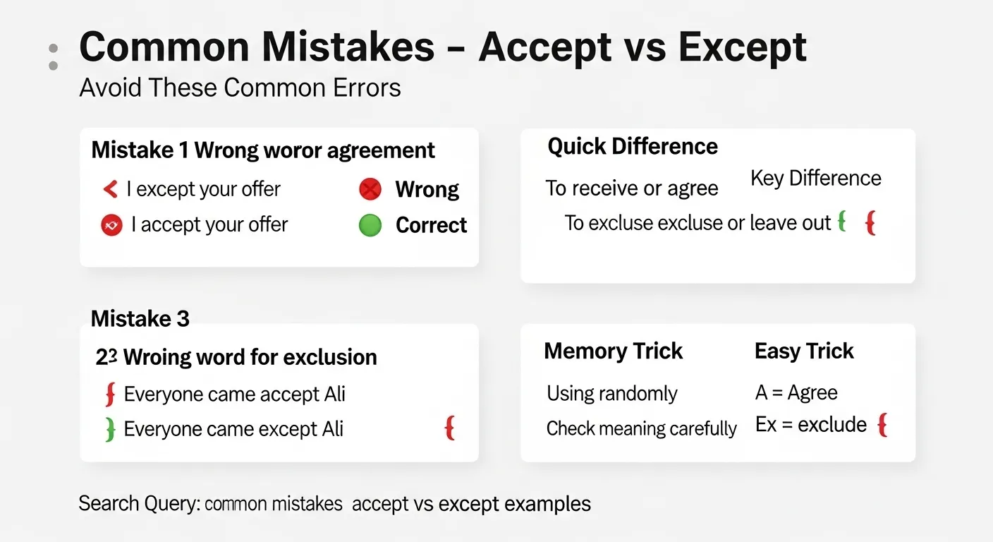 accept vs except usage difference