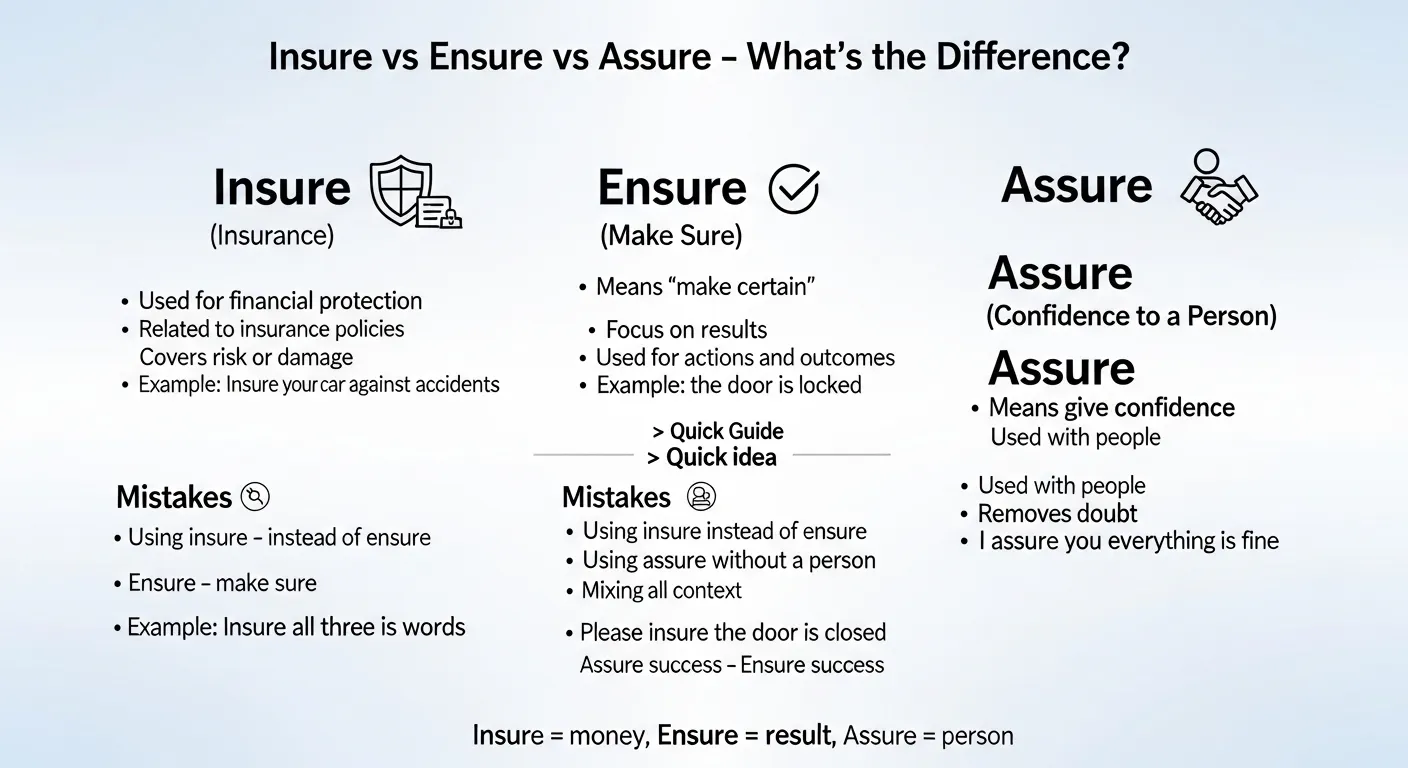 insure vs ensure vs assure difference