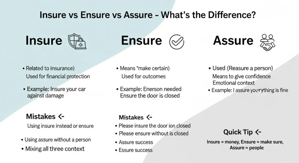 ⚠️ Common Mistakes with Insure vs Ensure vs Assure