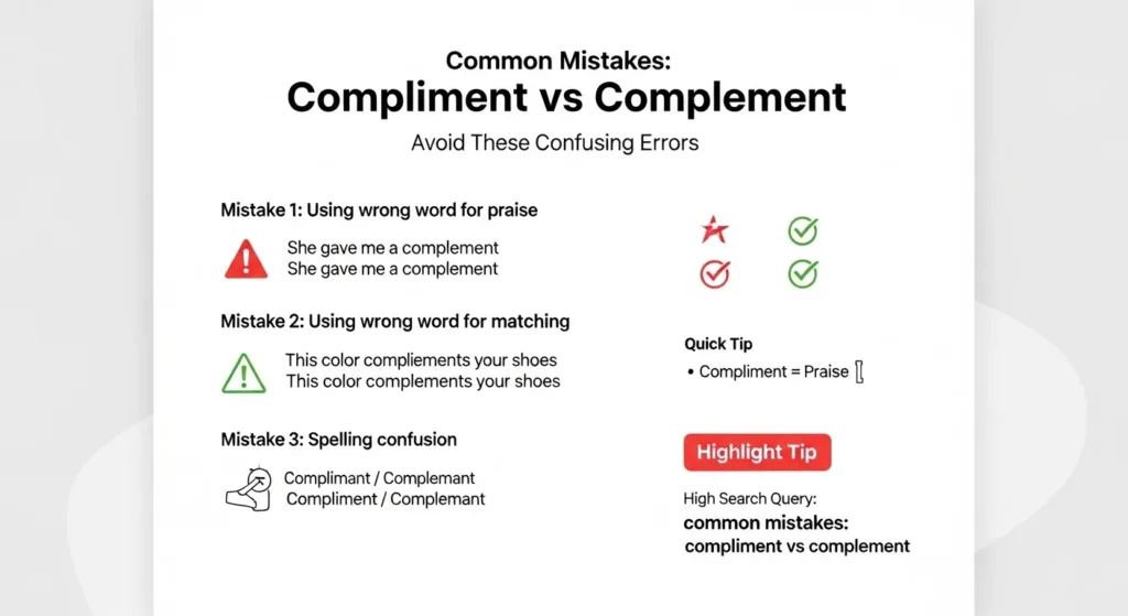 ❌ Common Mistakes with Compliment vs Complement