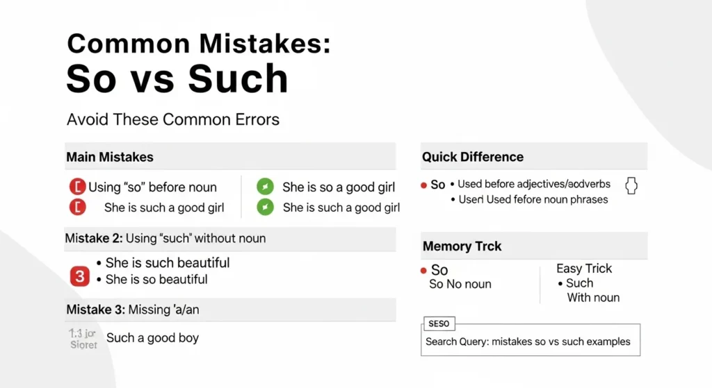 ❌ Common Mistakes with So vs Such
